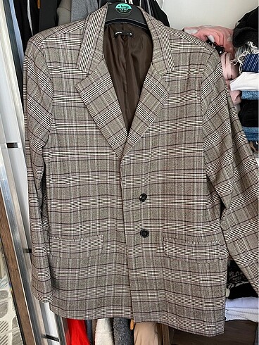 xl Beden Kareli blazer ceket