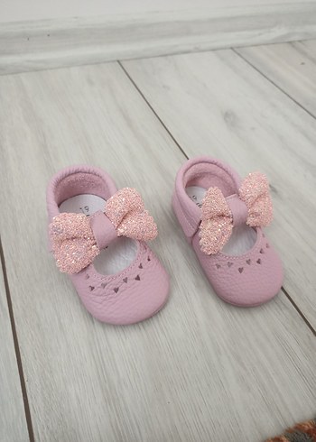 Pembe Fiyonklu Kız Bebek İlk Adım Ayakkabısı