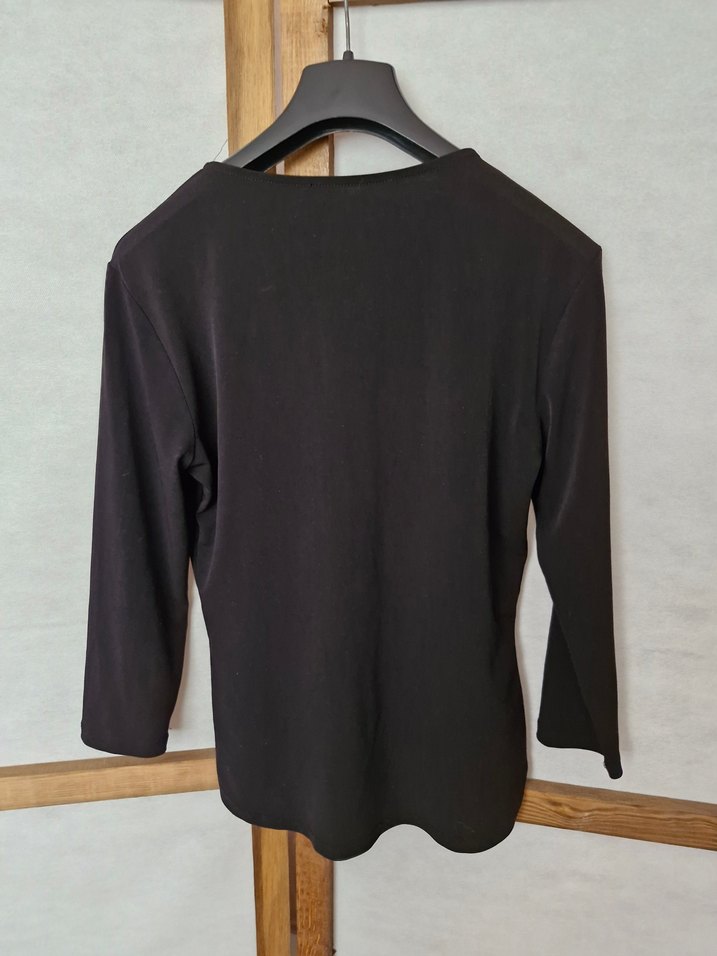 Fermuarlı V Yaka Siyah bluz - Görsel 4