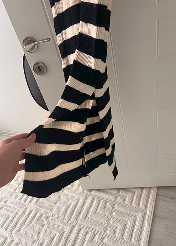 Uzun Kollu Çizgili Kadın Triko Elbise - Görsel 3