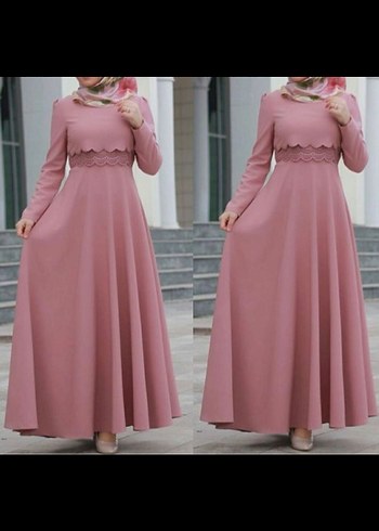 Pembe Uzun Kollu Kadın Elbise
