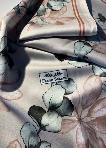 Vakko Fresh Scarfs Eukaliptus Desenli İpeksi Sal
