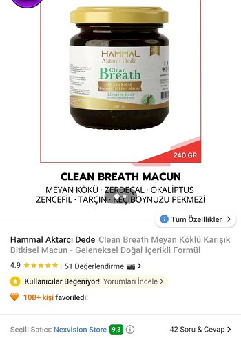 Beden Hammal Meyan Köklü Bitkisel Macun 240gr