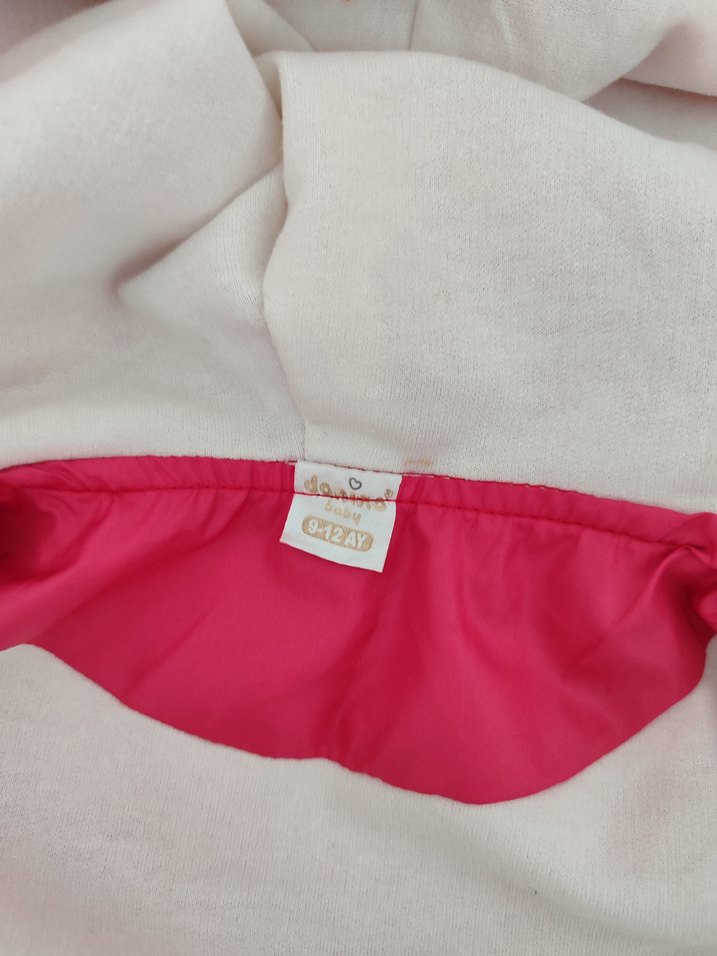 Kız Çocuk Pembe Kapüşonlu Nakışlı Mont - Görsel 3