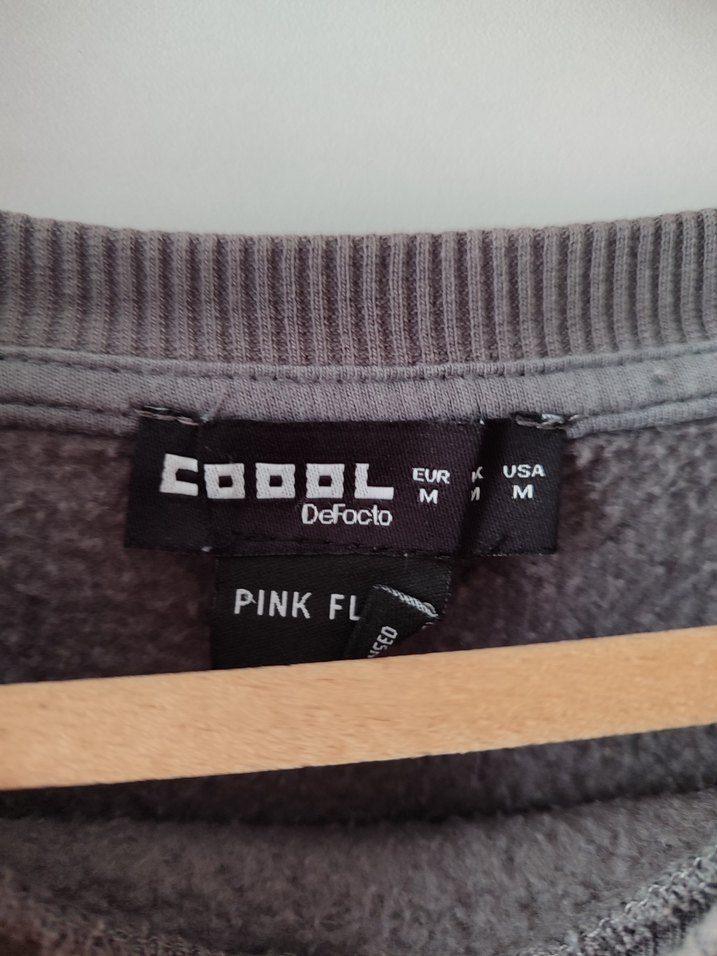 Gri Pembe Floyd Baskılı Rock Punk Sweatshirt - Görsel 3