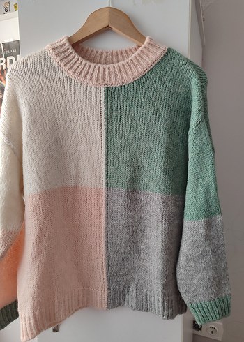 Kadın Çok Renkli Örgü Bohem Kazak - Görsel 2