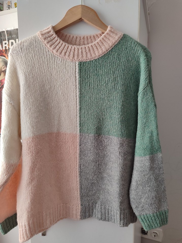 Kadın Çok Renkli Örgü Bohem Kazak - Görsel 2