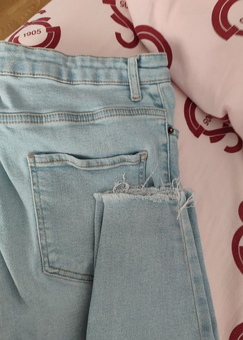Kadın Mavi Pastel Renkli Düğmeli Denim Pantolon - Görsel 3