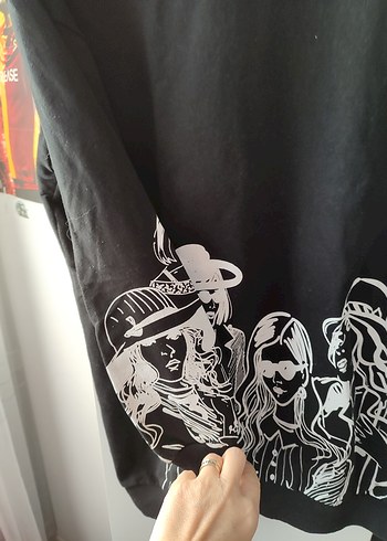 Siyah Baskılı Uzun Kollu Sweatshirt - Görsel 3