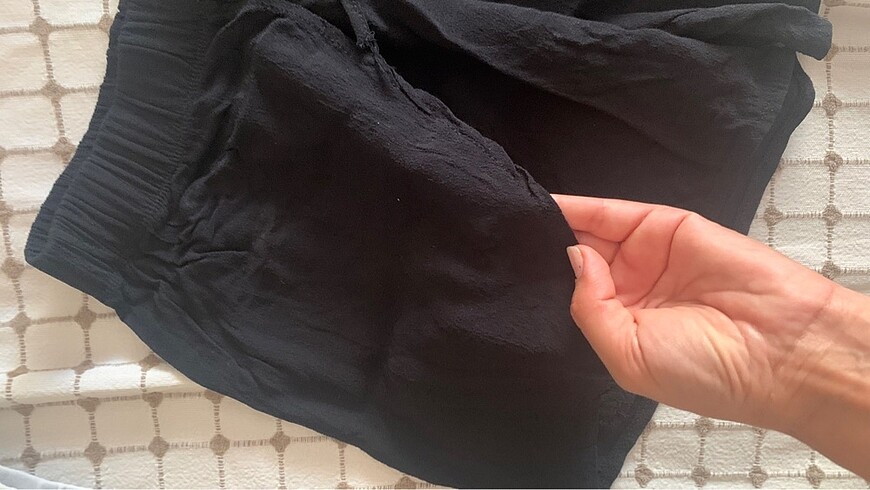 H&M Siyah keten şort etek