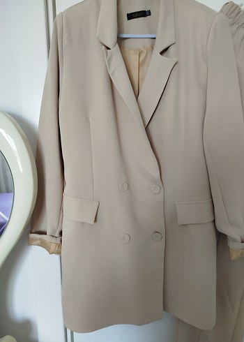 Bej Kadın Midi Blazer Takım - Görsel 3