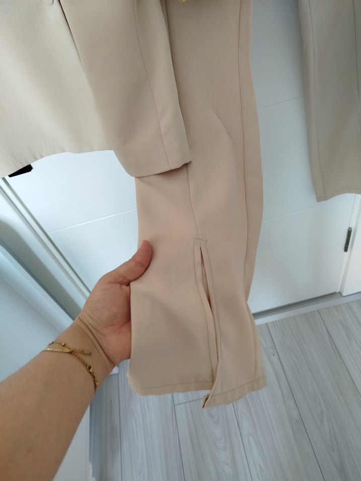 Bej Kadın Midi Blazer Takım - Görsel 4