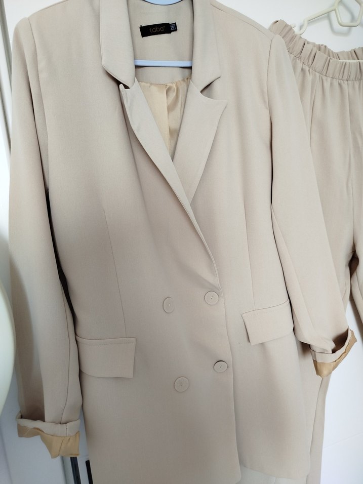 Bej Kadın Midi Blazer Takım - Görsel 2