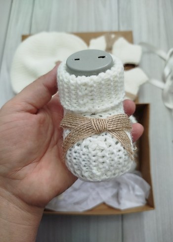 Beyaz Mini Örgü Bebek Seti - Görsel 2