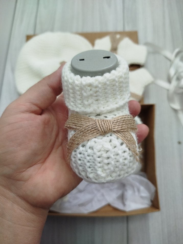 Beyaz Mini Örgü Bebek Seti - Görsel 2