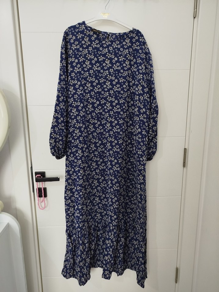 Uzun Kollu Bohem Çiçekli Uzun Elbise - Görsel 2