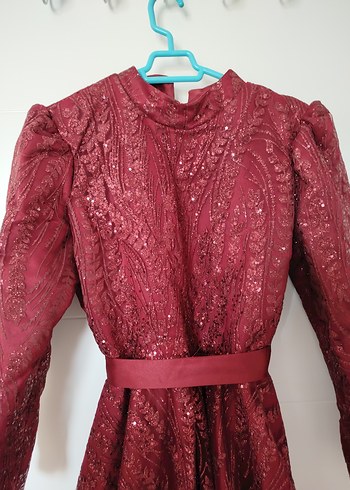 Parlak Bordo Kadın abiye - Görsel 12