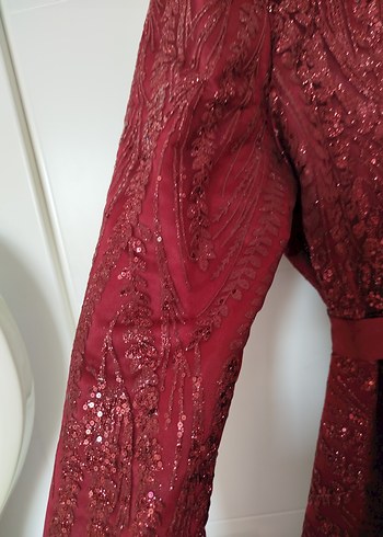 Parlak Bordo Kadın abiye - Görsel 10