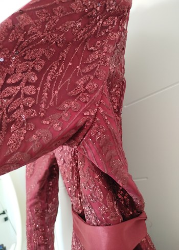 Parlak Bordo Kadın abiye - Görsel 7