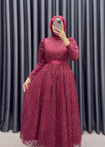 Parlak Bordo Kadın abiye - Görsel 2