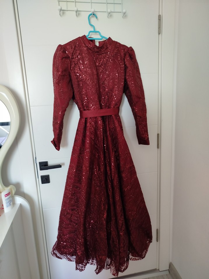 Parlak Bordo Kadın abiye - Görsel 3