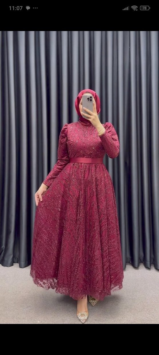 Parlak Bordo Kadın abiye - Görsel 2