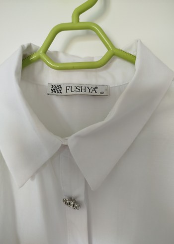 Düğmeli Beyaz Keten Midi Kadın Gömlek - Görsel 3