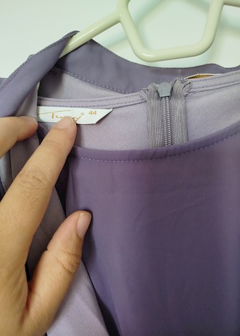 V Yaka Fermuarlı Mor Saten Hamile elbise - Görsel 2