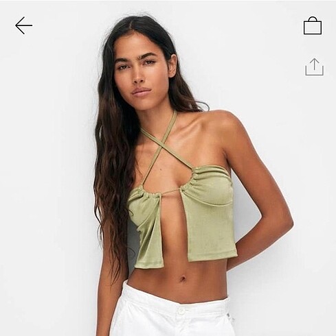 Pull bear yeşil haki crop büstiyer