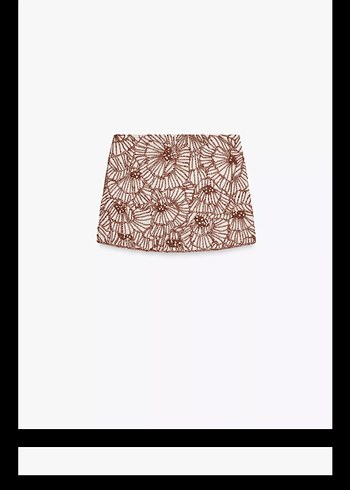 Zara Boncuk İşlemeli Beyaz Mini Etek