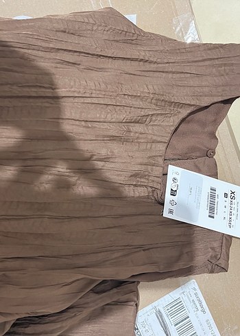 Kadın Kahverengi Keten Pileli bluz
