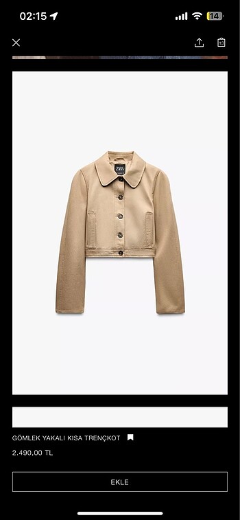 Zara Zara kısa trençkot