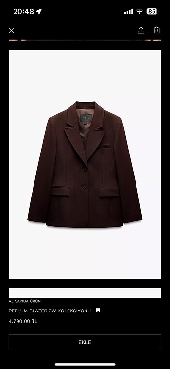 Zara Zarar peplum blazer