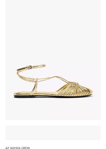 Zara Altın Renk Pilili Kadın Sandalet