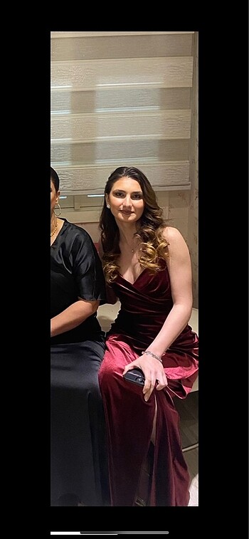 s Beden bordo Renk Bordo Kadife Gece Elbise Abiye