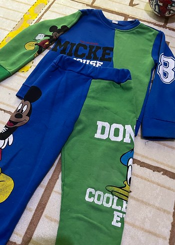 24-36 Ay Beden Renkli Mickey Mouse Erkek Çocuk Eşofman Takımı