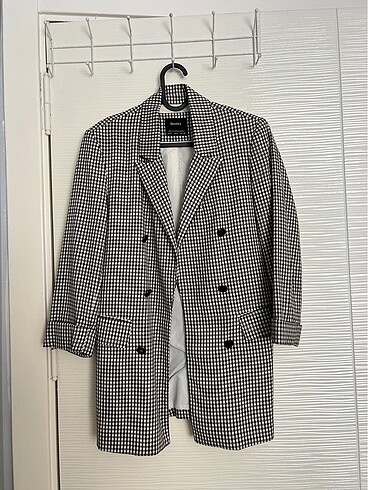 Kareli siyah beyaz blazer ceket