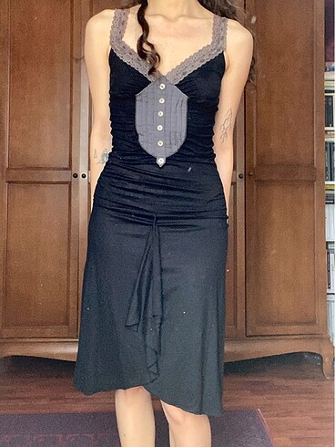 Miss Poem Vintage Lila Askılı Elbise Lolita Y2K Elbise