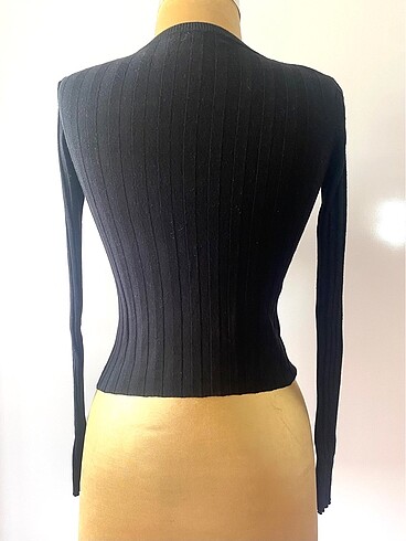 Bershka Fitilli Bisiklet Yaka Yarım Crop Bluz Triko