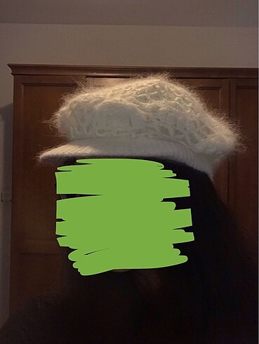 Y2k Beyaz Dantelli Örgü Kasket Şapka Bere - Görsel 3