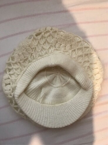 Y2k Beyaz Dantelli Örgü Kasket Şapka Bere - Görsel 5