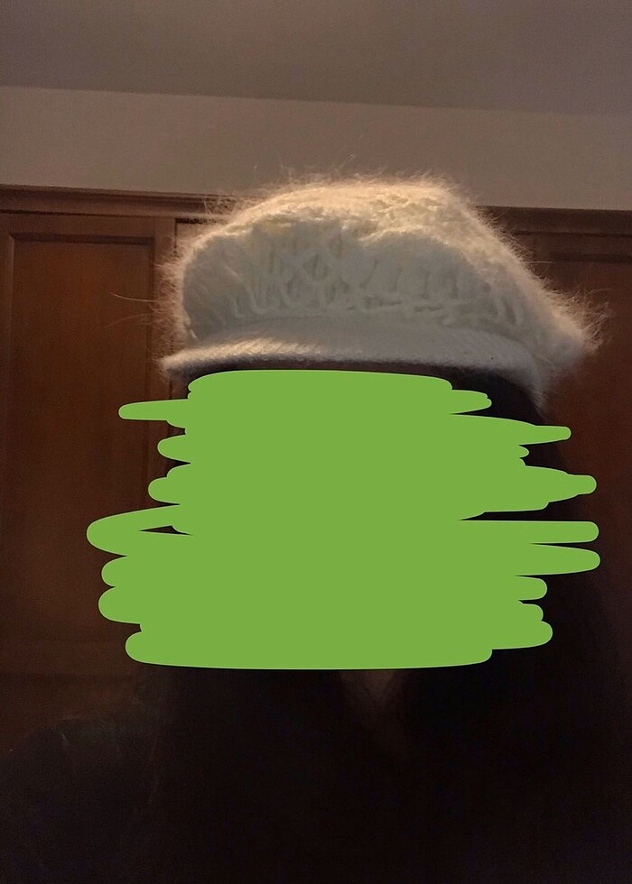 Y2k Beyaz Dantelli Örgü Kasket Şapka Bere - Görsel 2