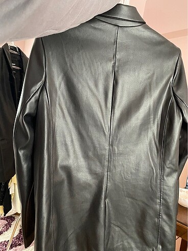 m Beden Deri siyah blazer ceket