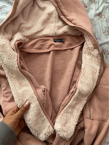 Bershka Pembe kürklü hırka
