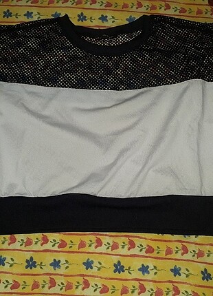 l Beden beyaz Renk Fileli sweatshirt