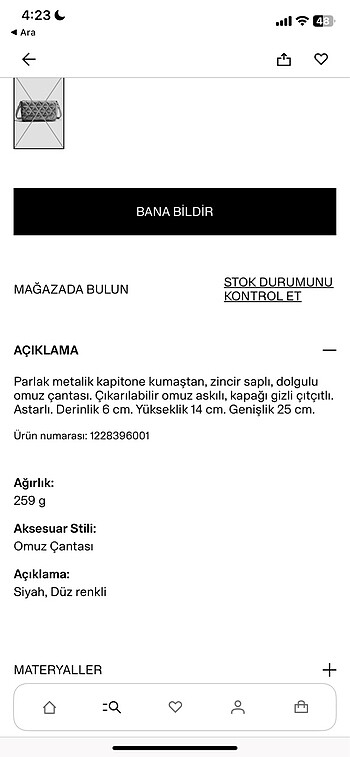 Beden siyah Renk KAPİTONE OMUZ ÇANTASI