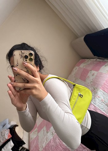 Sarı Minimalist Fermuarlı Kadın Çanta - Görsel 5