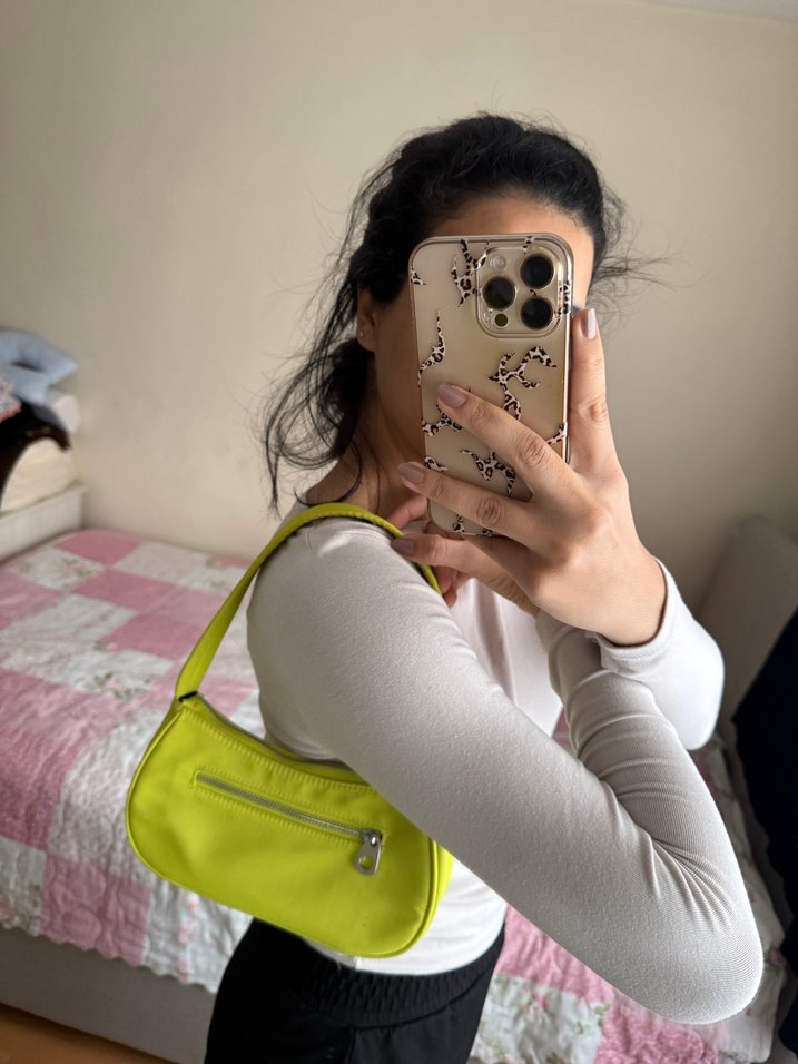 Sarı Minimalist Fermuarlı Kadın Çanta - Görsel 2