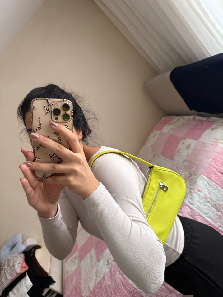 Sarı Minimalist Fermuarlı Kadın Çanta - Görsel 5