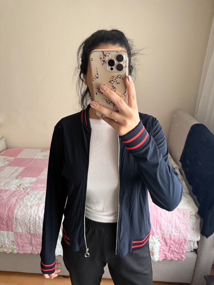 Siyah Kadın Fermuarlı Spor Ceket - Görsel 2